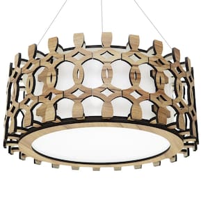 Lustre Decorativo Madeira Pendente Encantadas 60Cm
