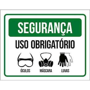 Kit 5 Placas Segurança Uso Obrigatório Óculos Máscara Luva