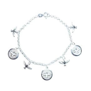 Pulseira Prata Berloque Redondo Vazado Espirito Santo