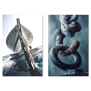 Kit 2 Quadros Decorativos Barco Ao Mar 60X40Cm