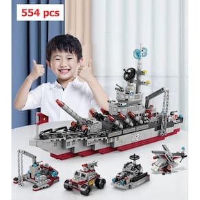 Blocos De Montar Mega Navio Guerra + 24 Modelos 554 Peças