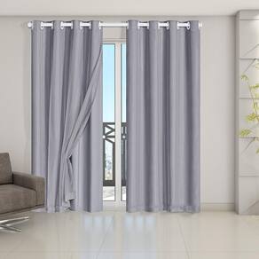 Cortina Blackout Voil 2,80X2,30 Corta Luz Porta Balcão Cinza
