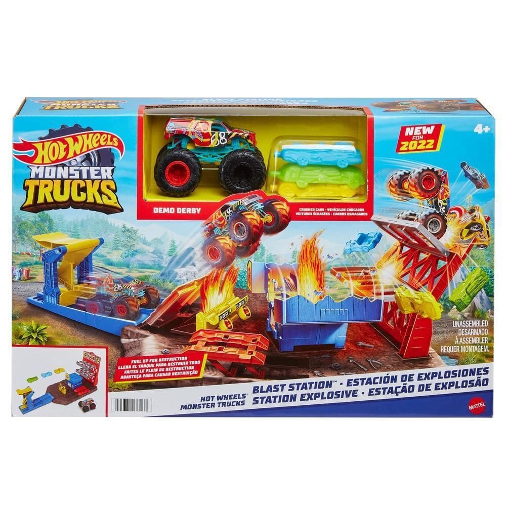 Pista Hot Wheels Monster Trucks Explosão 25x10x40 cm