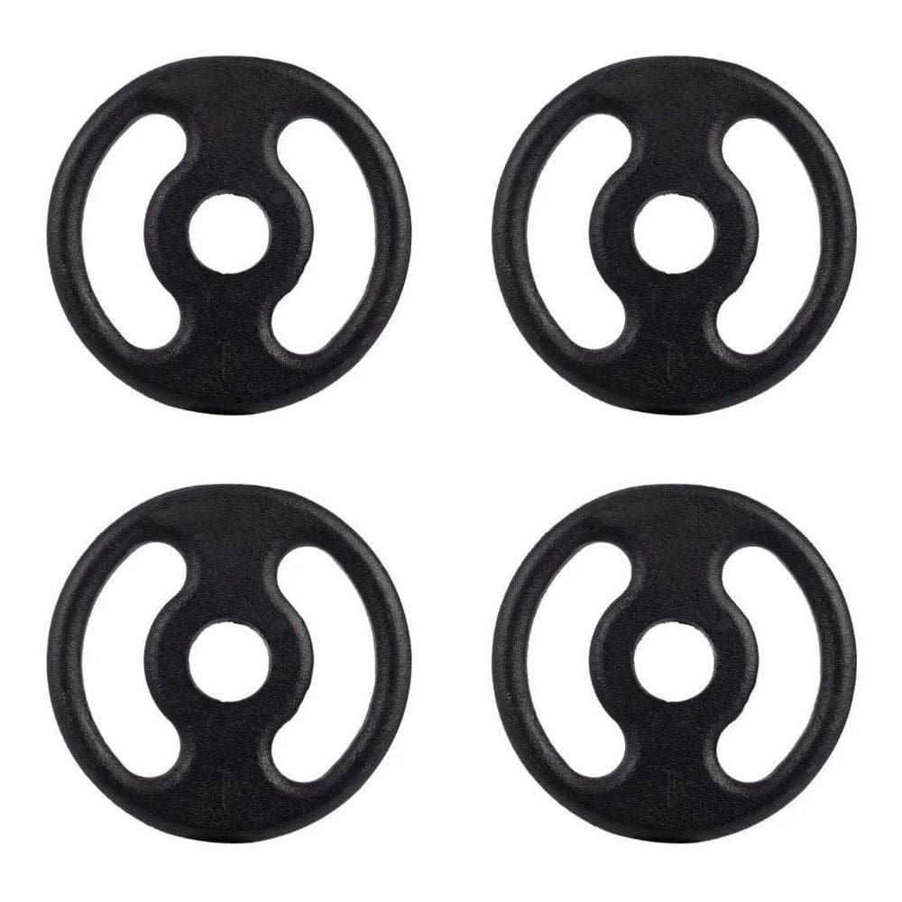 Kit Anilhas 4 X 1Kg Para Barra Halter Musculação Preto