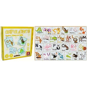 Animal Alfab Inglês Quebra Cabeça Brincadeira Criança 8122