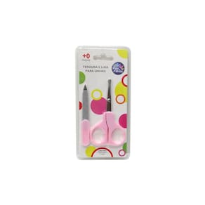 Kit Tesoura Cortar Unha De Bebe E Lixa Pais & Filhos Rosa