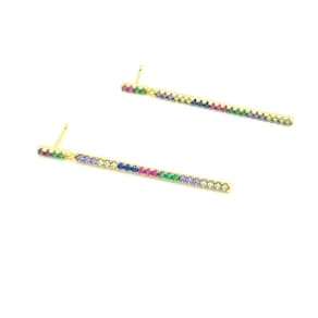 Brinco Palito De Zircônia Colorida Multicores