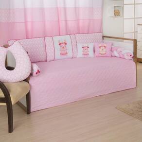 Kit Cama Babá Quarto Bebê 8 Peças Lhama Rosa