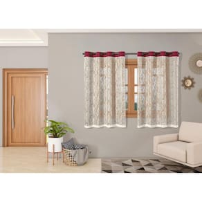 Cortina Renda 2,20M X 1,40M Sala Quarto Janela Cozinha Vinho