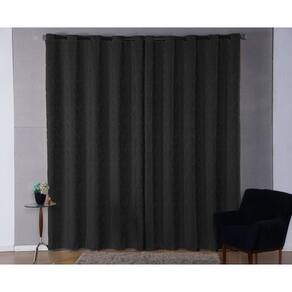 Cortina Sala Decorativa Tecido Jacquard 3,00 Metros Preto