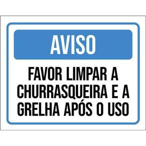 Kit 5 Placas Aviso Favor Limpar Churrasqueira Grelha Uso