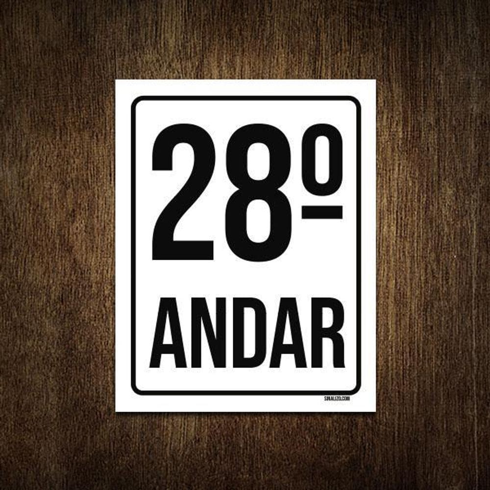 Placa Sinalização Ambiente Identificação 28º Andar 27X35