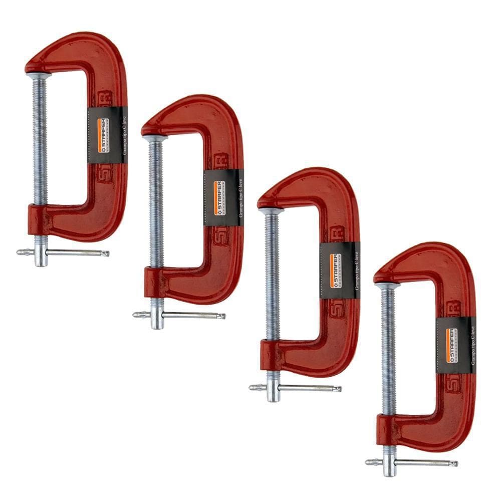 Kit 4 Unidades Grampo Tipo C Marceneiro Leve 3 Pol. Starfer