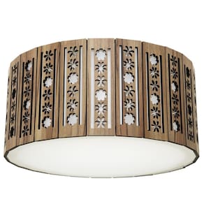 Lustre Decorativo Madeira Plafon Porto Belo Red 45Cm