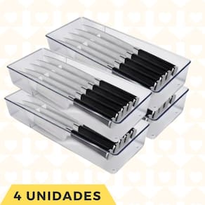 Kit 4 Organizadores Ideal Facas Talheres Cozinha Grande Acrilico