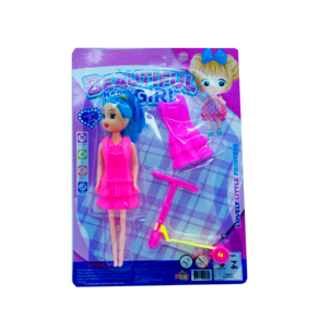 Boneca com Vestido e Patinete