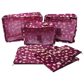 Kit Organizador Mala Bolsa De Viagem 6 Peças Vinho Flores
