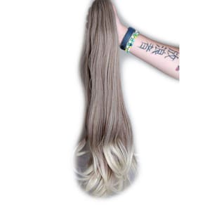 Aplique Rabo De Cavalo Com Piranha Liso 60Cm Loiro Platinado
