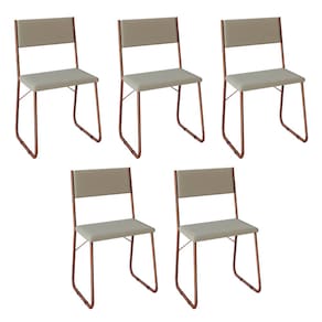 Kit 5 Cadeiras de Jantar Estofadas Angra - Cobre e Bege