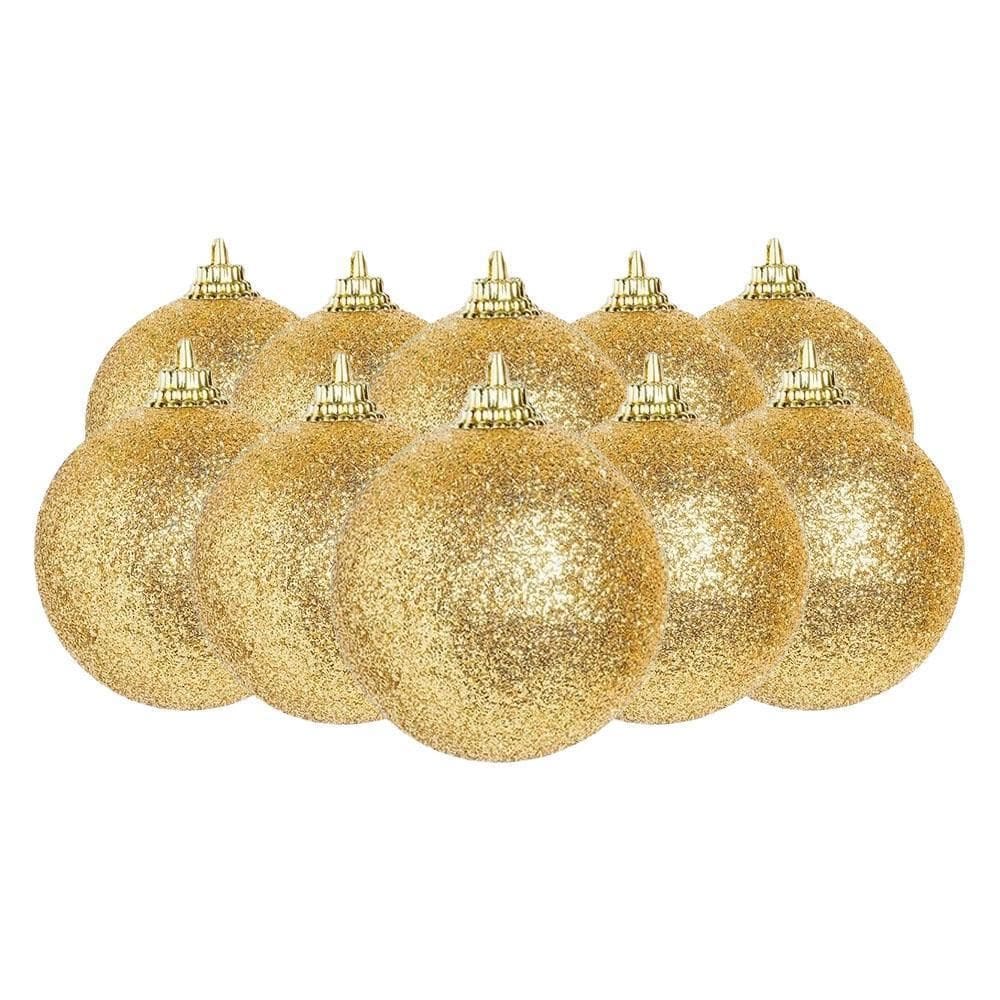 Kit Mini Bola De Natal 4Cm Dourado/Ouro Glitter 12Und Cromus