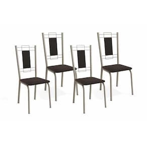 Kit 4 Cadeiras Sala Jantar Florença 4C005 4 Un Níquel/Courano Preto - Kappesberg