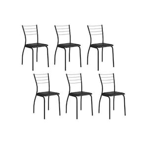 Kit 6 Cadeiras Sala Jantar 1700 6 Un Preto/Courano Preto - Carraro