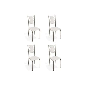 Kit 4 Cadeiras de Cozinha Lisboa 4C076 4 Un Níquel/Courano Branco - Kappesberg