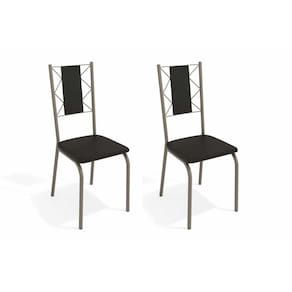 Kit 2 Cadeiras Sala Jantar Lisboa 2C076NK 2 Un Níquel/Courano Preto - Kappesberg