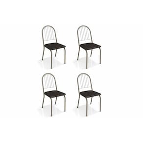 Kit 4 Cadeiras Sala Jantar Noruega 4C077 4 Un Níquel/Courano Preto - Kappesberg