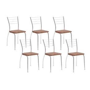 Cadeira de Cozinha 1700 Kit 6 Un Cromado/Suede Conhaque - Carraro
