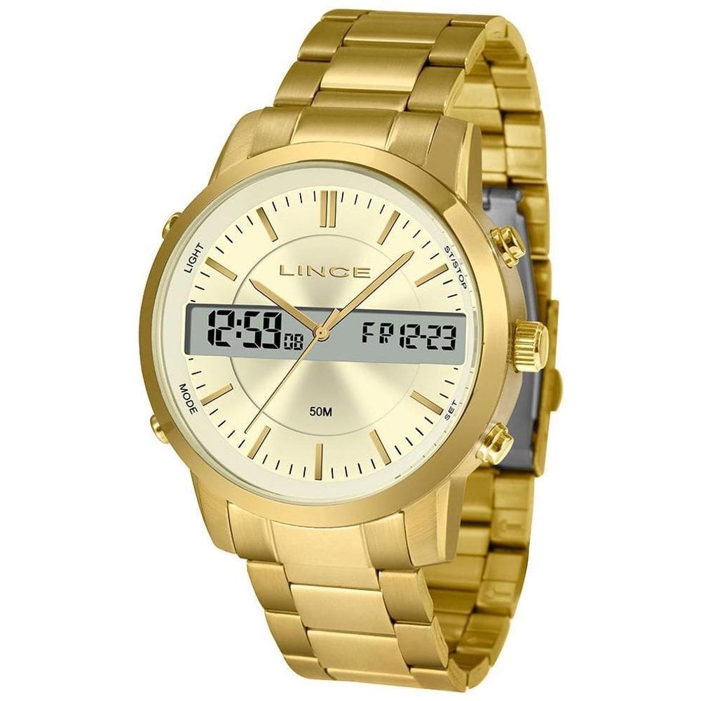Relogio Lince Masculino Dourado Anadigi Mag4489L C1Kx