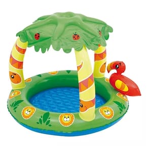 Banheira Tropical 45L Mor - PVC, 45L, Coqueiro e Flamingo