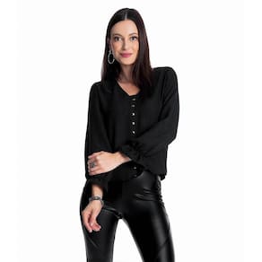 Blusa Feminina Manga Longa Detalhe Strass