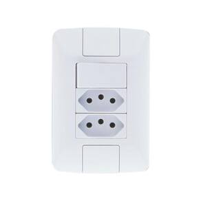 Conj. 1 Interruptor Simples 6A + Tomada Dupla 2P+T 10A Aria
