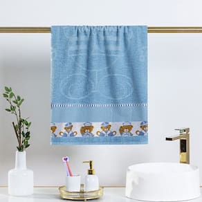 Toalha Avulsa Fantasy Infantil 100% Algodão - 1,15m x 75cm - Ursinho Marinheiro - Azul