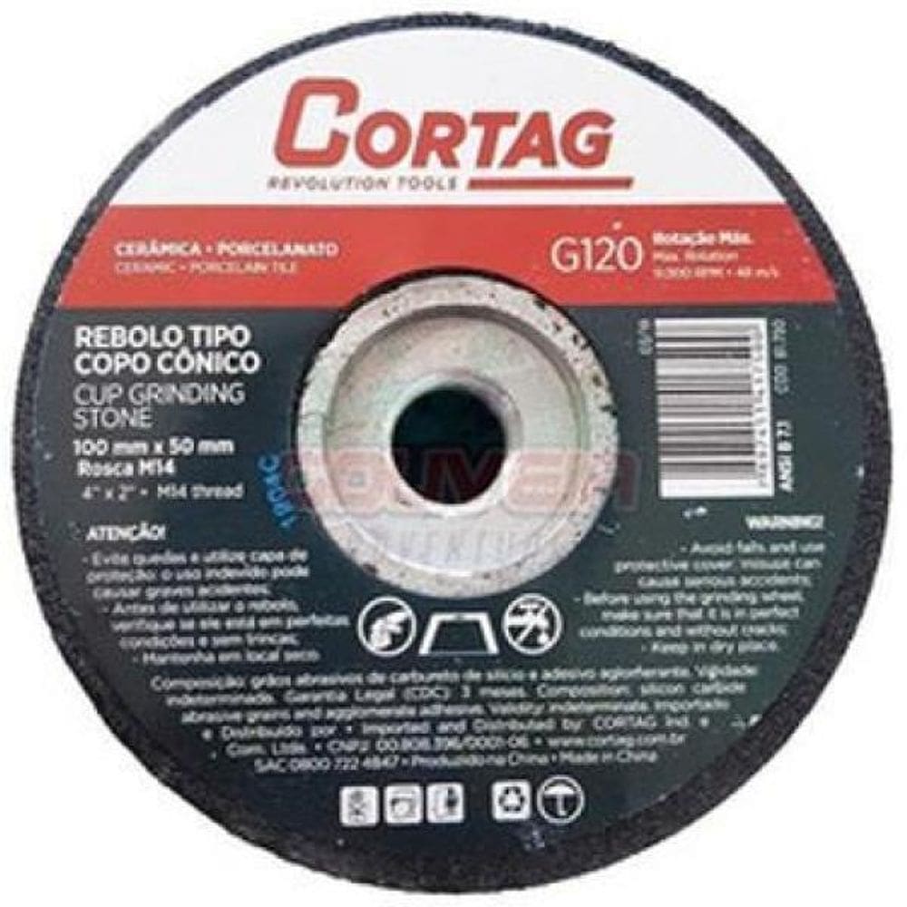 Rebolo Tipo Copo Conico 100 Mm X 50 Mm Rosca M14 G-120