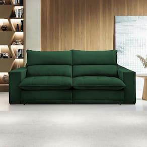 Sofá Retrátil e Reclinável Martinho 250cm Veludo Verde - Celflex
