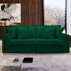Sofá Cama 3 Lugares Arizona Retrátil 20735 Veludo Verde  - Celflex
