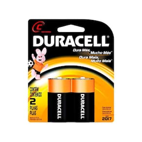 Pilha Alcalina Media Duracell C Cartela com 2 Unidades