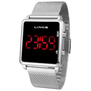 Relógio Feminino Lince Mdm4596L Digital Prata Quadrado