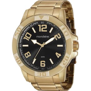 Relógio Mondaine Dourado Fundo Preto 99369GPMVDE3 48mm 5ATM