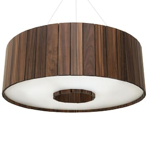 Lustre Decorativo Madeira Pendente Redondo Perequê 45Cm