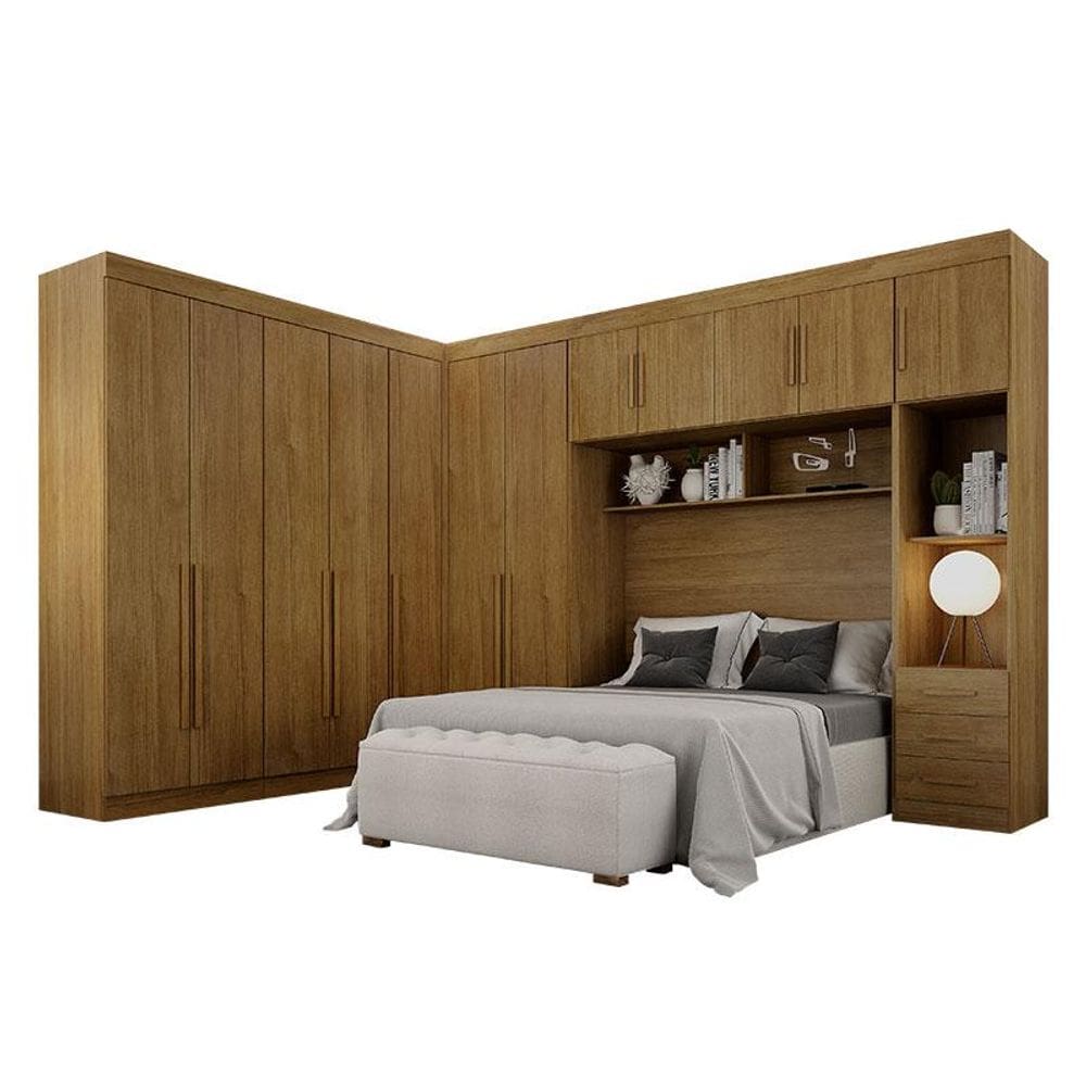 Quarto de Casal Modulado 12 Portas Orion Freijó - Leifer Móveis