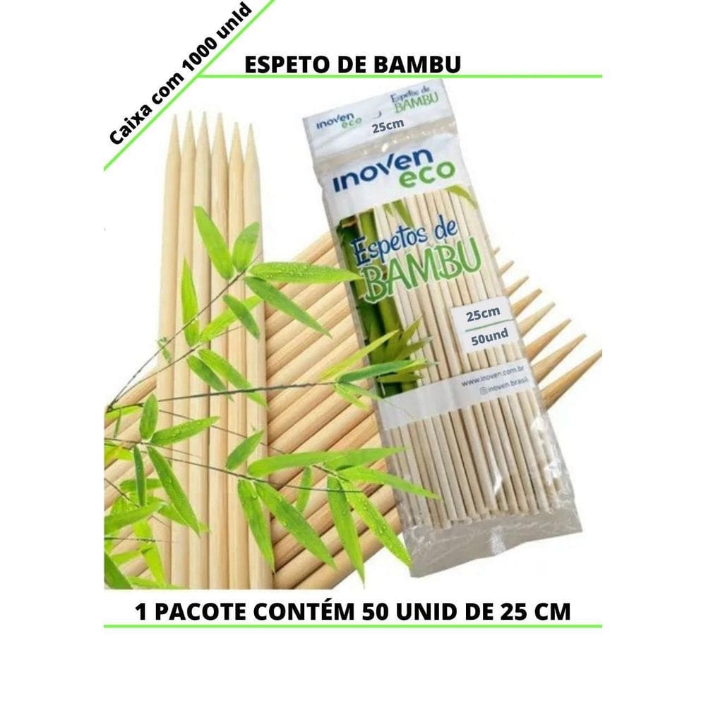 Espetos De Bambu 25 Cm Pacote Com 1000
