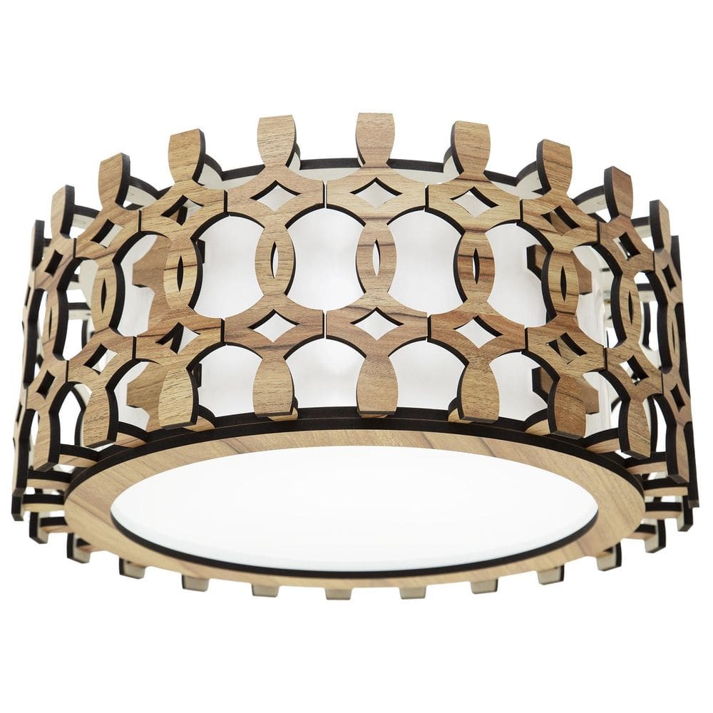 Lustre Decorativo Madeira Plafon Redondo Encantadas 45Cm