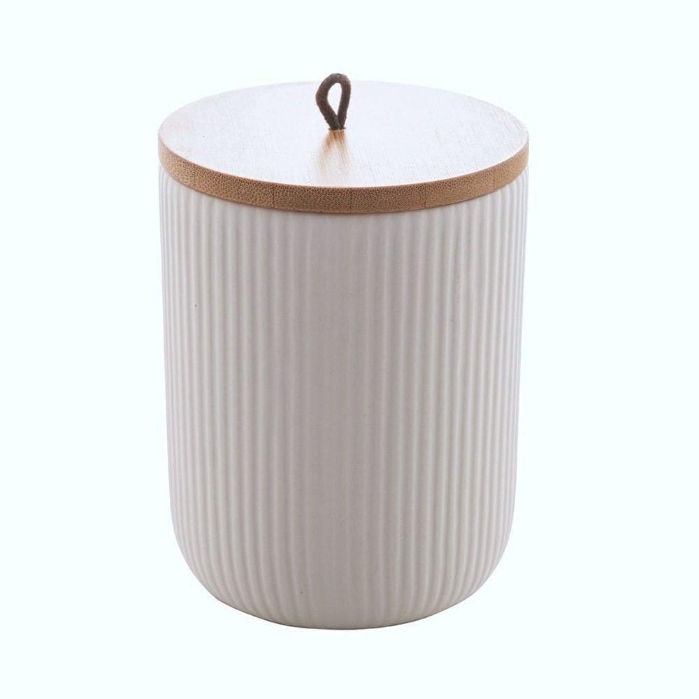 Potiche Decorativo Cerâmica Tampa De Bambu Lyor 10×12,5cm