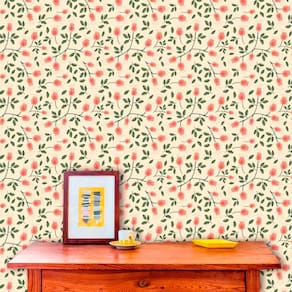 Papel de Parede Adesivo Lavável Floral Xadrez Vintage