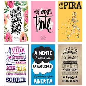 Kit 6 placas decorativas motivacionais MDF