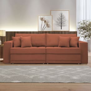 Sofá Cama 3 Lugares Noel Retrátil 20591 Boucle Terracota - Celflex