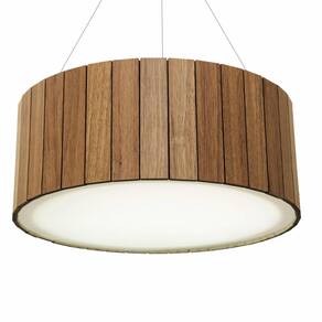 Lustre Decorativo Madeira Pendente Redondo Dunas 45Cm